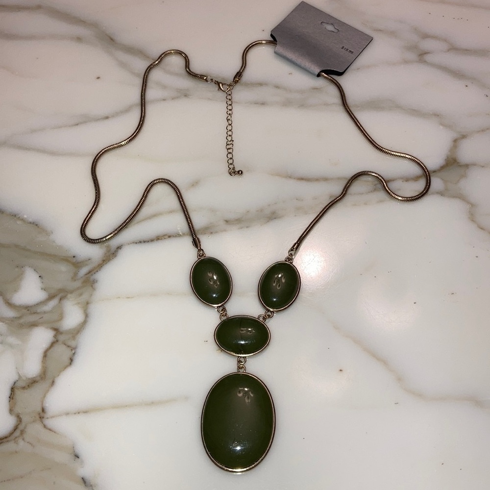 Big Dark Green Stone Statement Necklace